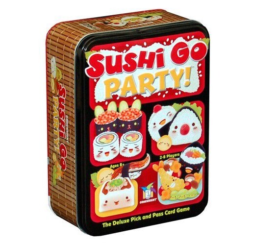 Sushi Go Party! card game packaging on a white background