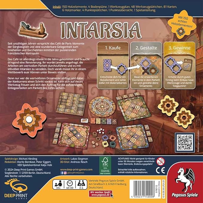 Intarsia back of board game box