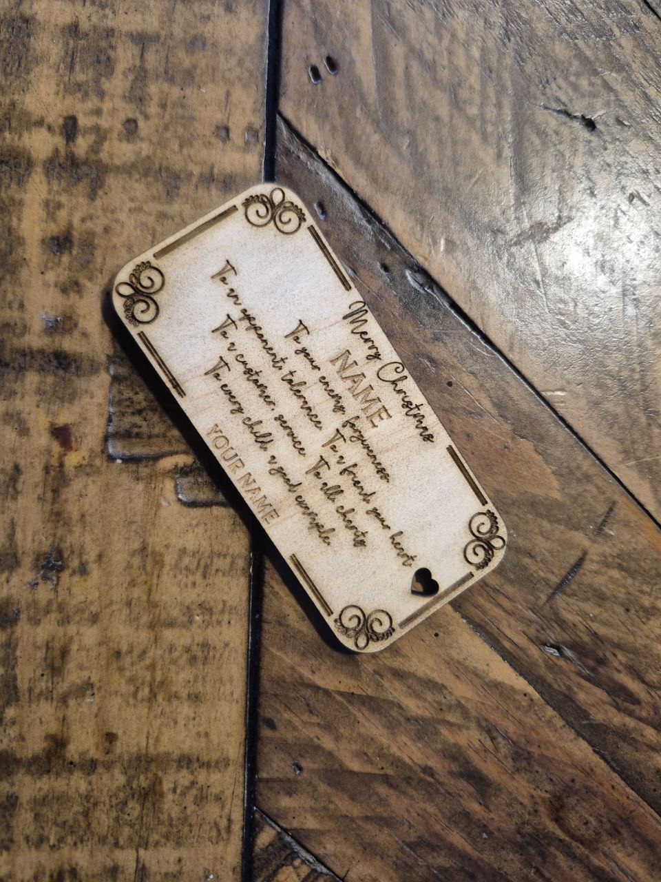 Christmas Gift Wrap + Ribbon + Message + Timber Engraving