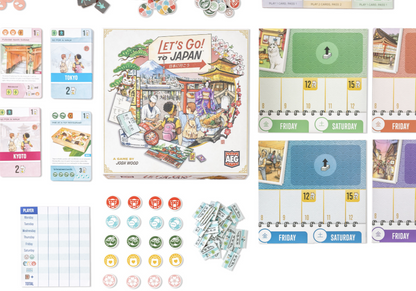 Lets Go To Japan Board Game components