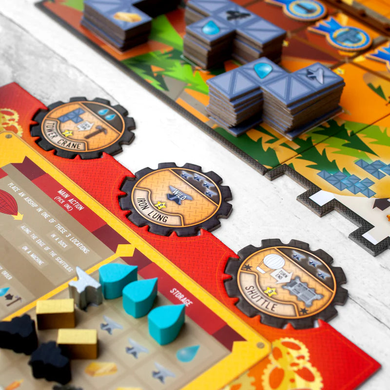 Whistle Mountain Board game pieces and board with colorful design