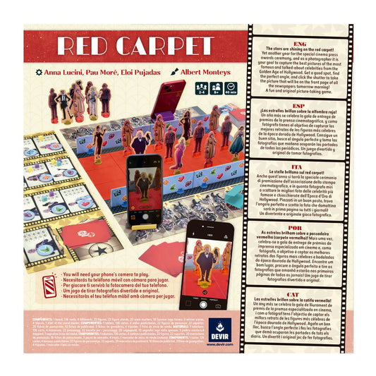 Red Carpet board game back of box