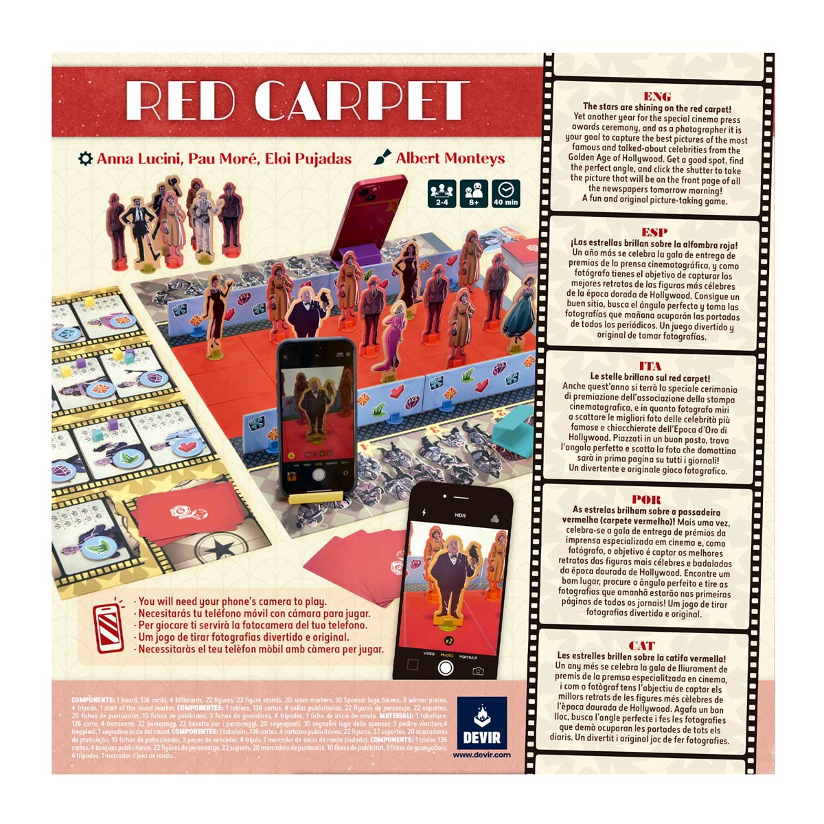 Red Carpet board game back of box