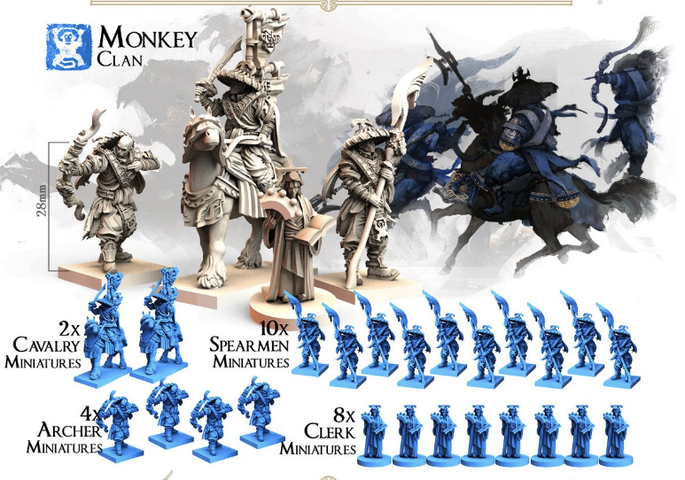 The Great Wall board game blue miniatures