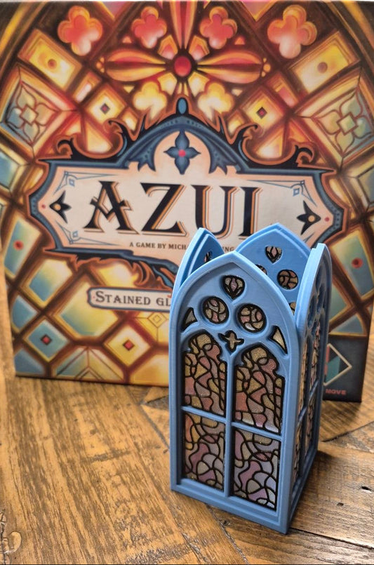 Azul stained glass game box with a an upgraded Stained Glass Tower.