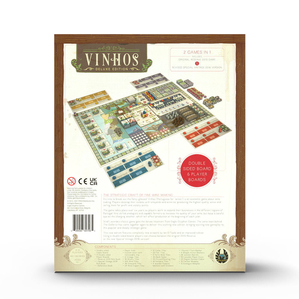 Vinhos Deluxe Board Game back of box