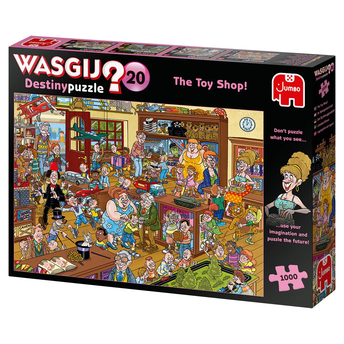 Jumbo Wasgij Destiny puzzle box titled 'The Toy Shop' with colorful illustration on a white background
