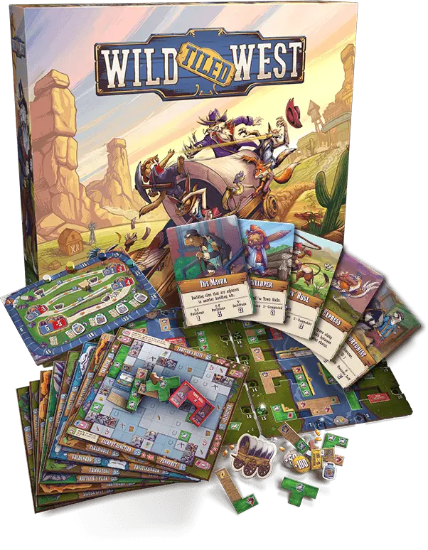 Wild Tiled West game components