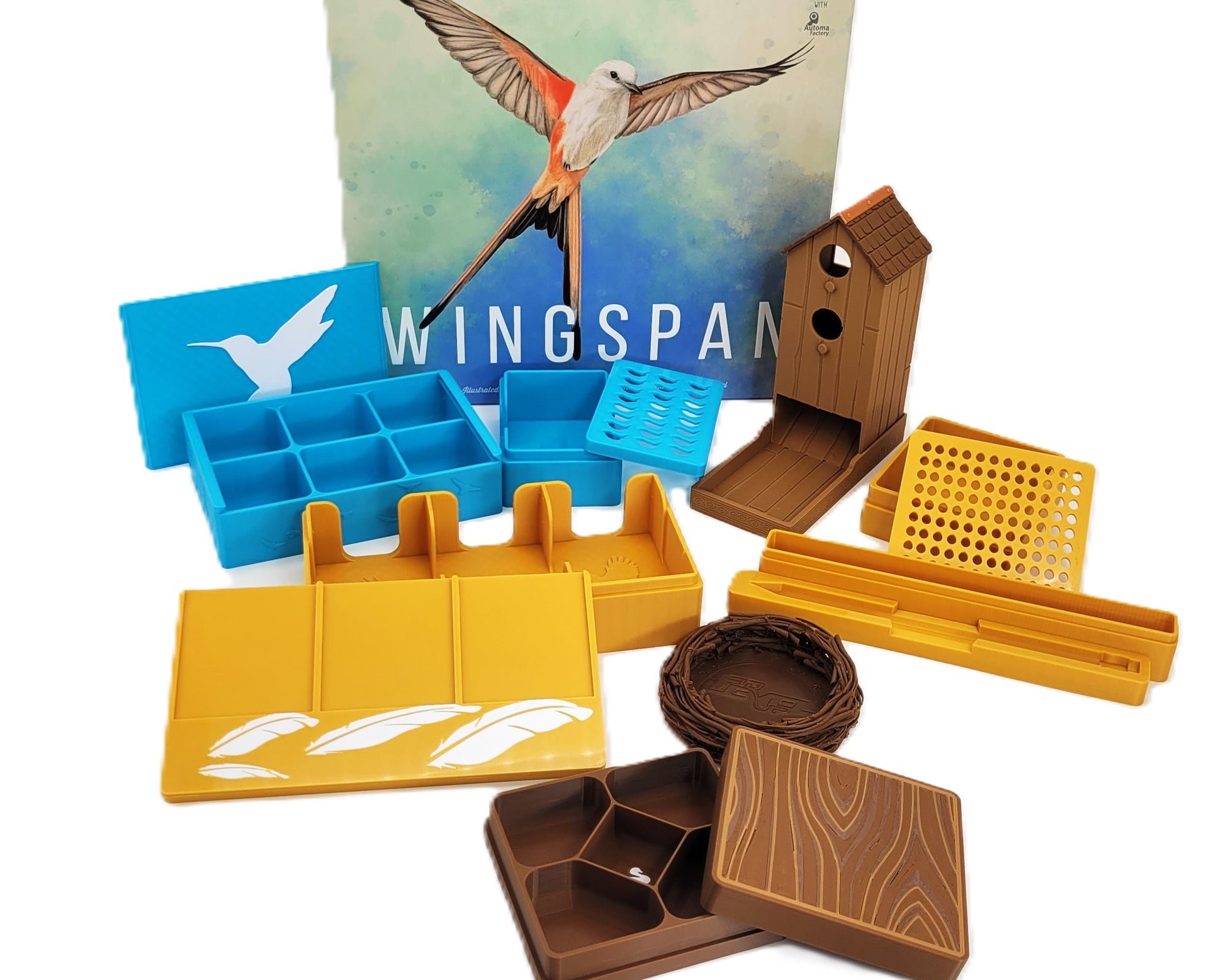 Wingspan Organiser components with lids off