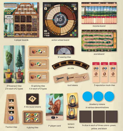 Woodcraft board game components