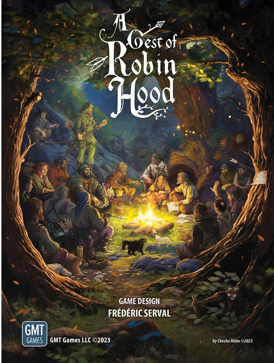 Cover of 'A Best of Robin Hood' game featuring a group of people around a campfire in a forest setting.