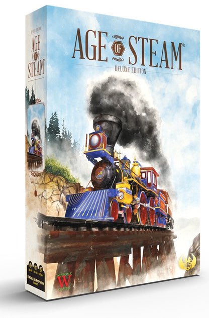 Box for 'Age of Steam' with a steam locomotive on a white background