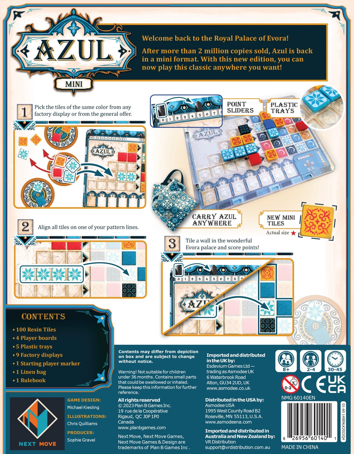 Azul Mini board game back of box