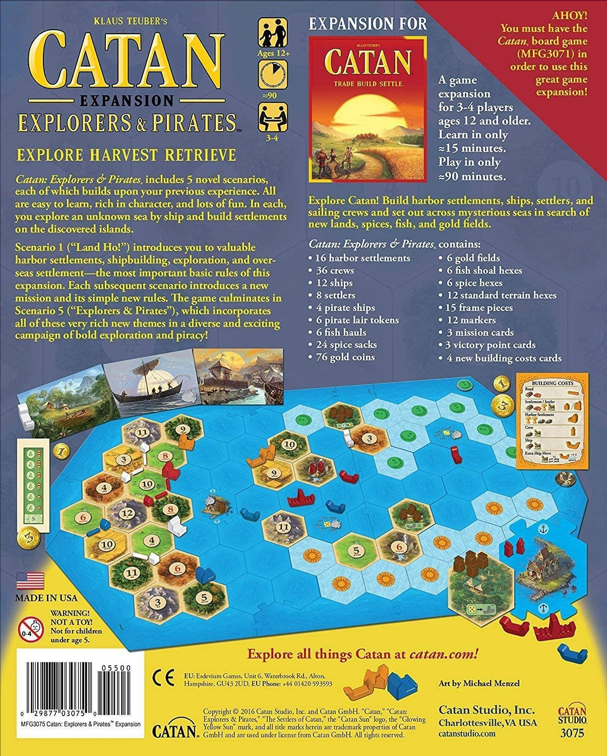 Catan explorers and pirates expansion back of box