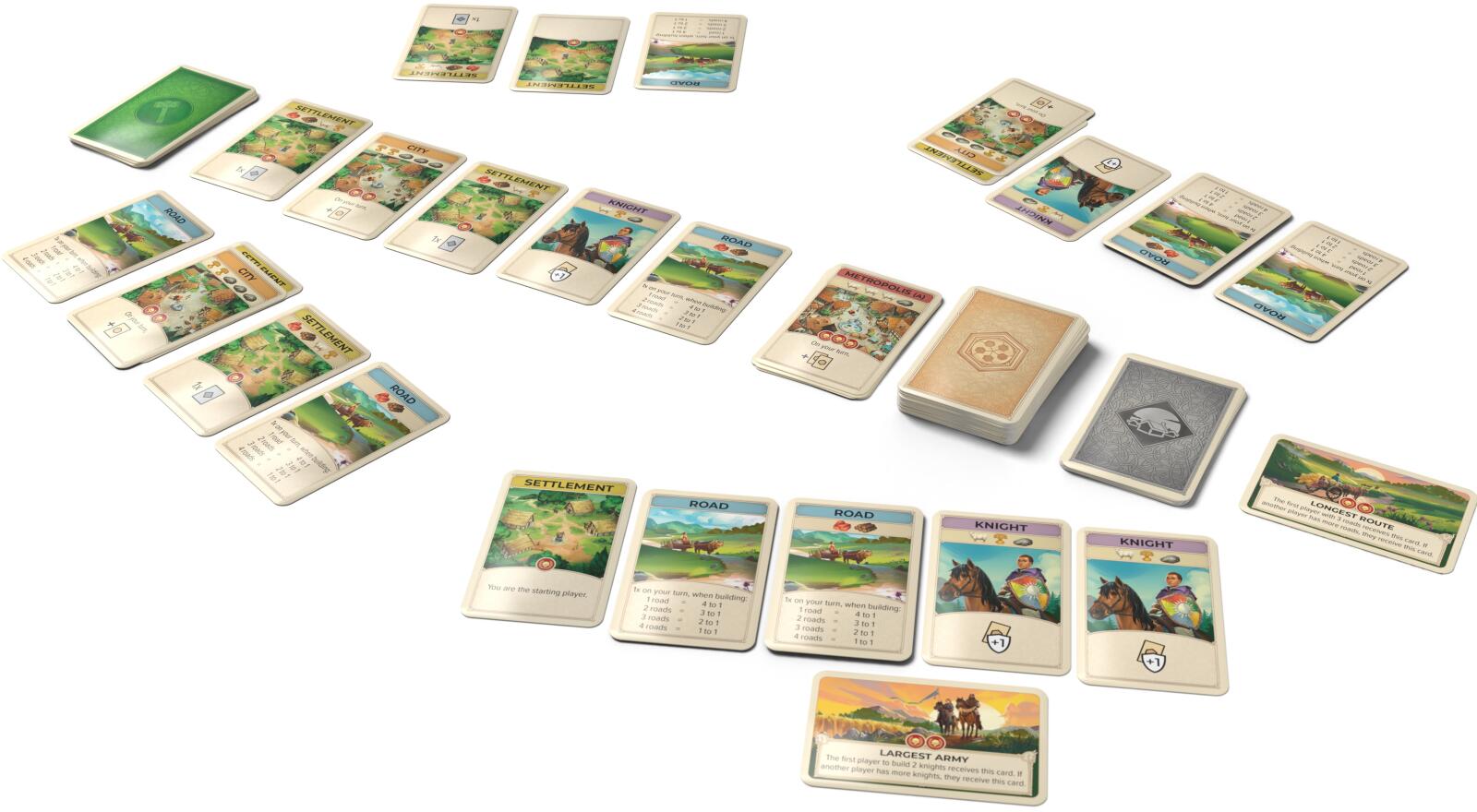 Catan on the Road Collection of trading cards on a white background