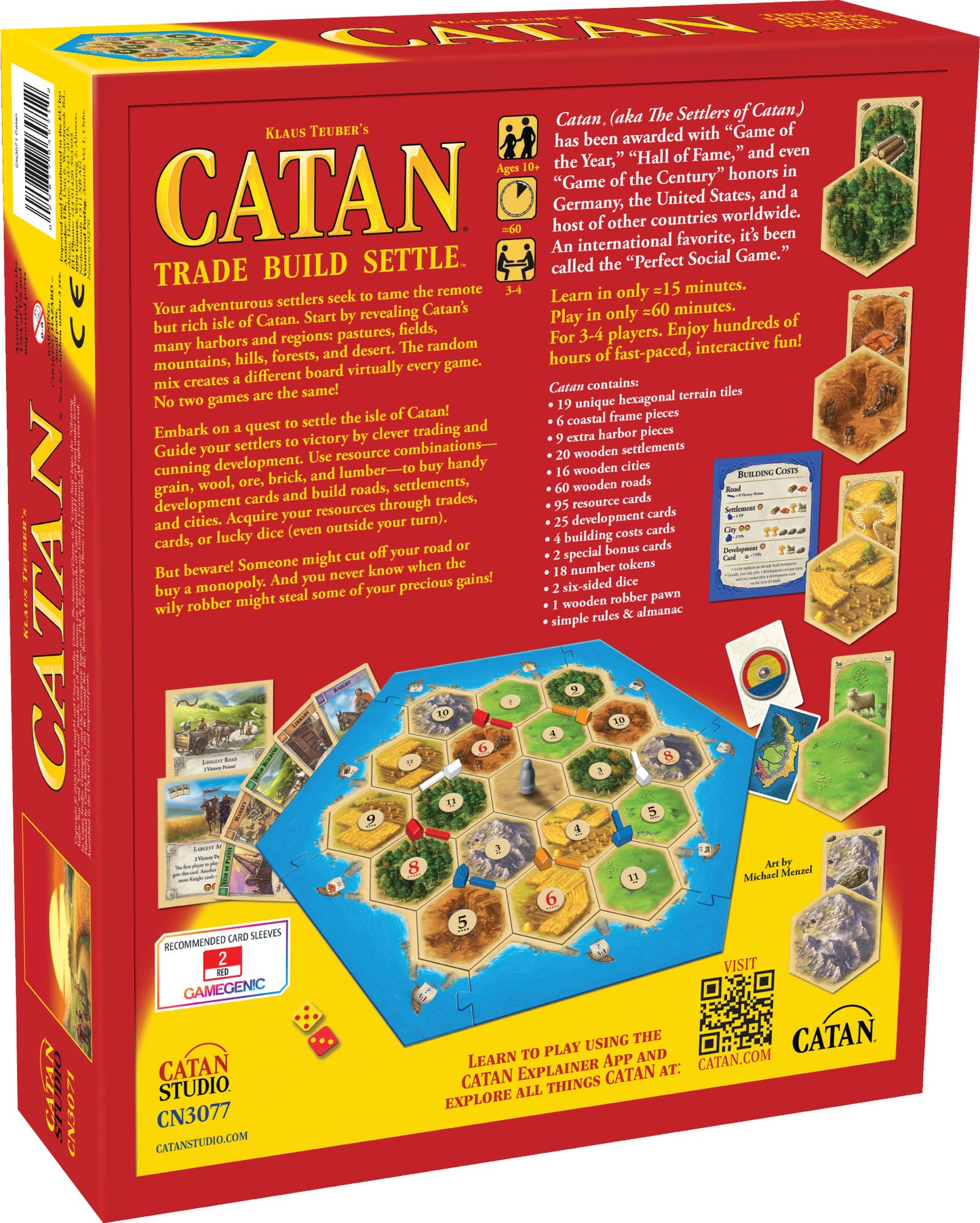 Catan trade build settle board game back of box