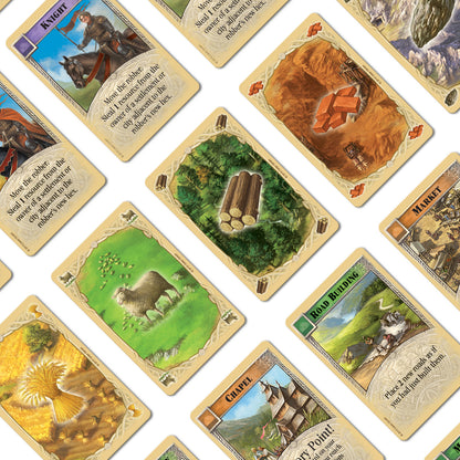 Catan trade build settle board game cards