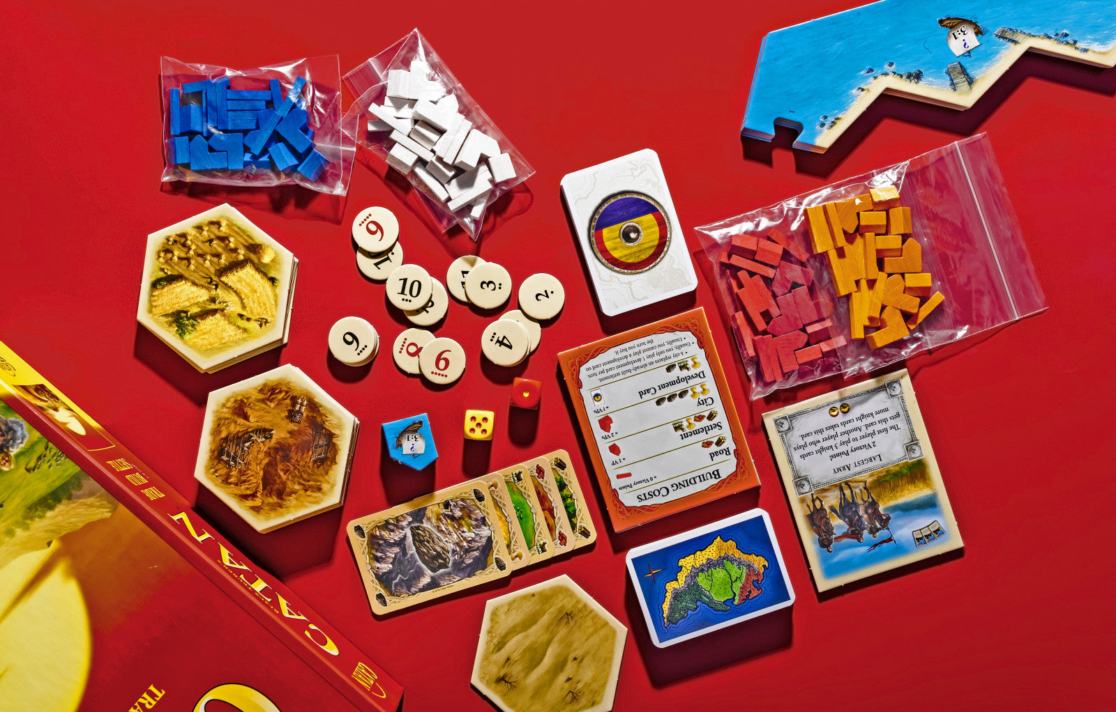 Catan trade build settle board game components