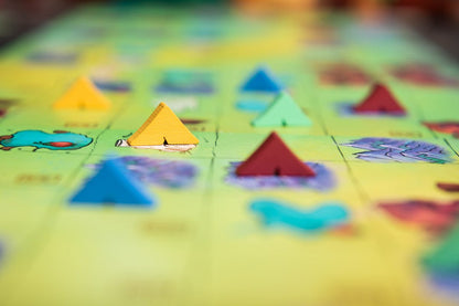 Colorful geometric shapes on a board game