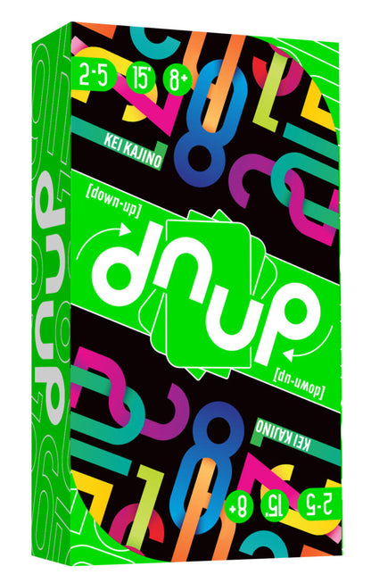 dnup Green box with colorful text and design, featuring the brand 'dnup'.