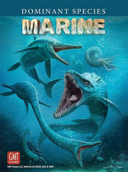 Board Game cover of 'Dominant Species Marine' featuring prehistoric marine creatures.