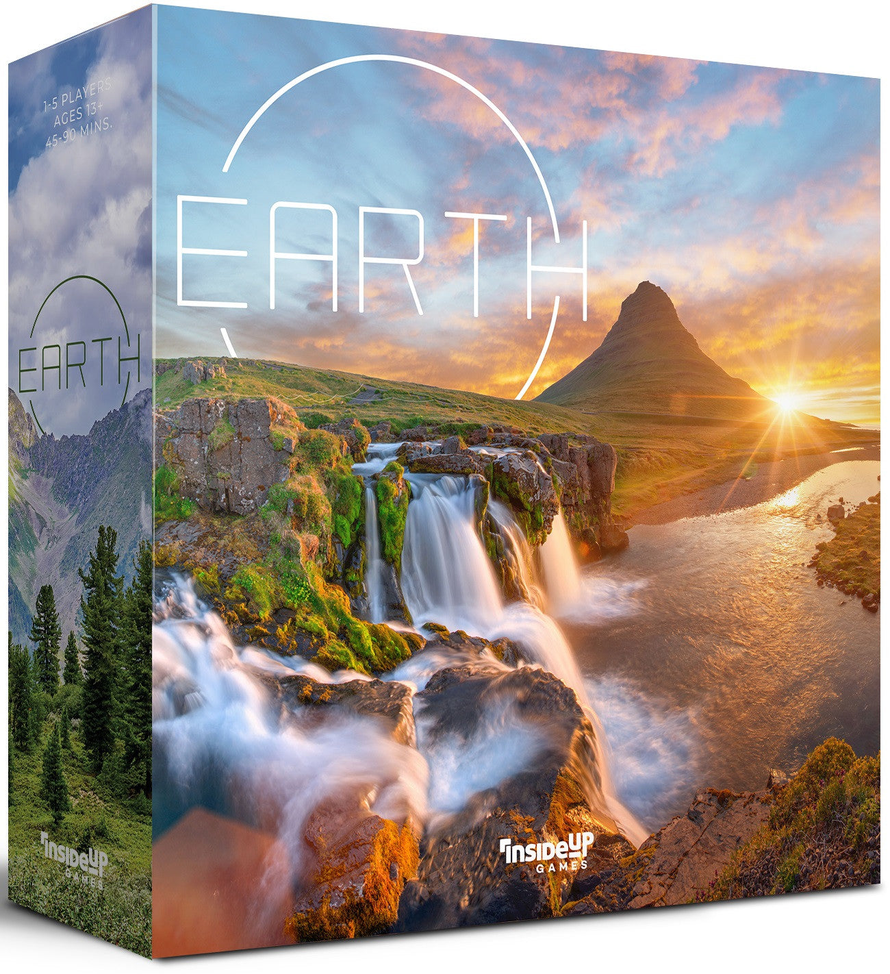 Board game box titled 'Earth' with a scenic landscape design featuring a waterfall and mountain.