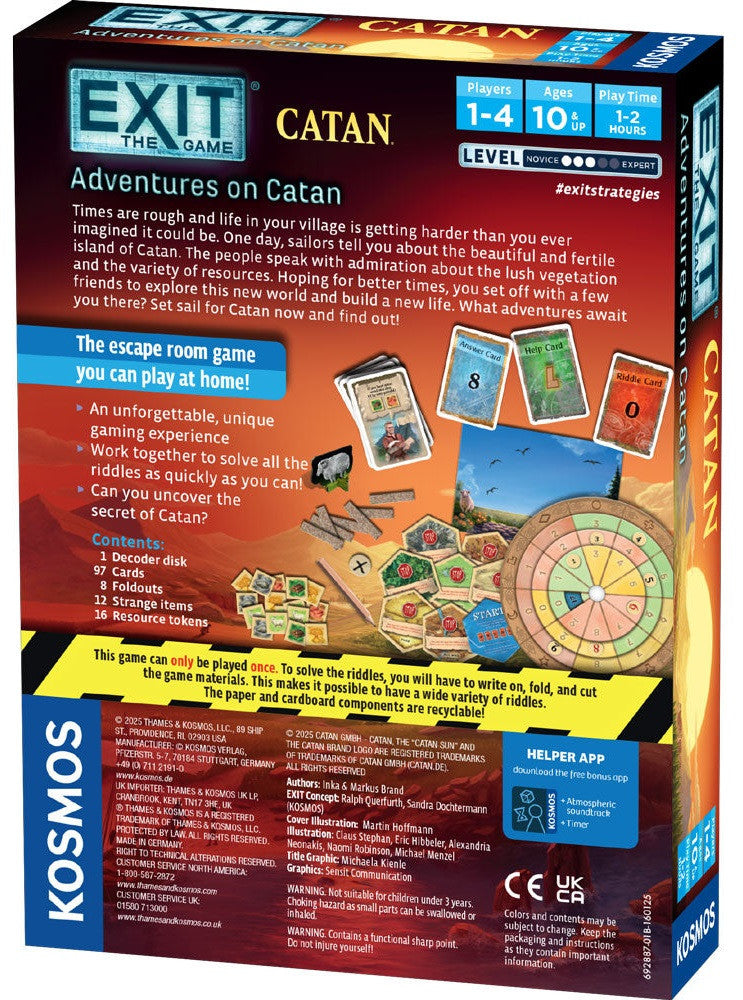 Box of 'Exit: The Game - Catan' by Kosmos with game components and text.