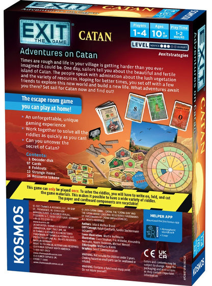 Box of 'Exit: The Game - Catan' by Kosmos with game components and text.