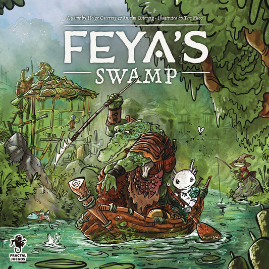 Board game cover titled 'Feya's Swamp' with illustrations of characters and nature.