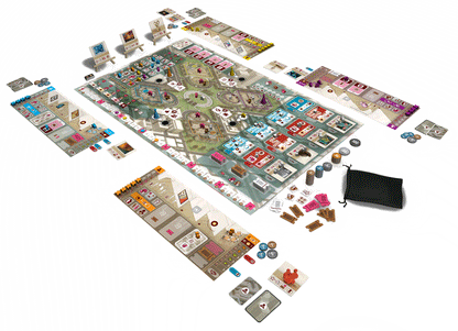 The Gallerist board game setup