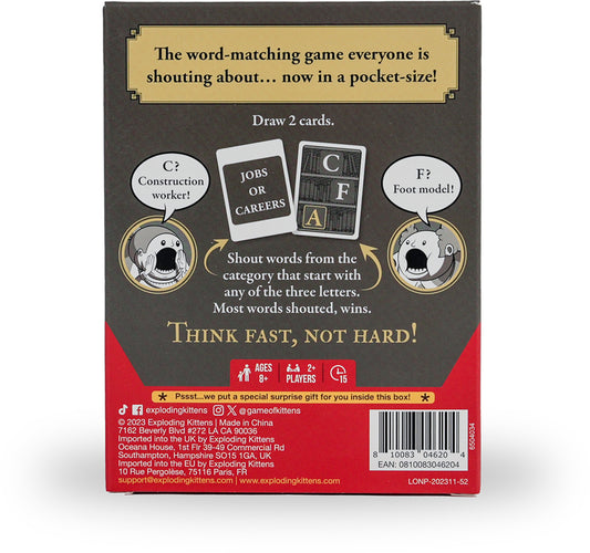 Really Loud Librarians Back of a card game packaging with text and graphics on a white background