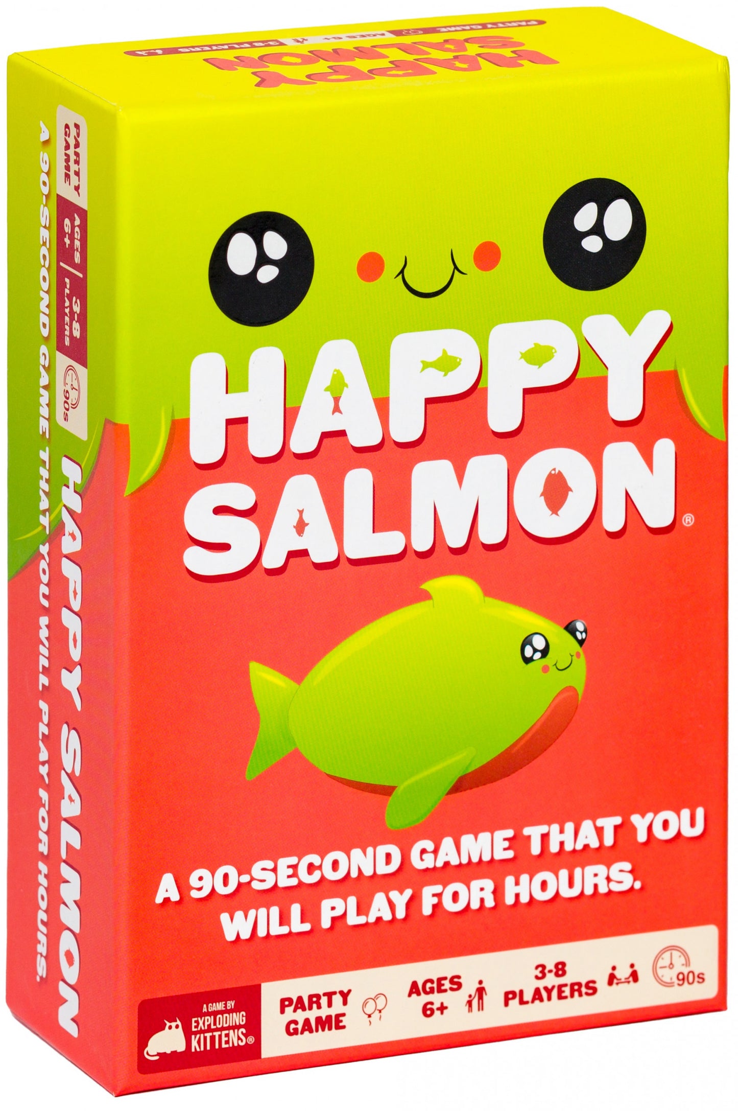 Happy Salmon game box with a colorful design and text