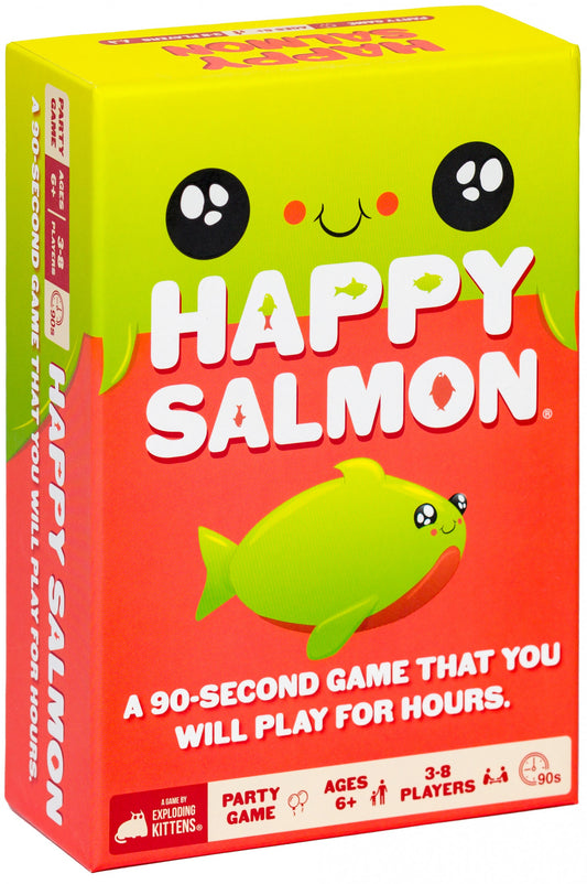 Happy Salmon game box with a colorful design and text