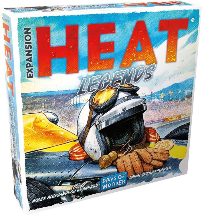 Board game extension box titled 'HEAT Legends' by Days of Wonder with racing theme.