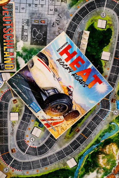 Board game expansion pack for 'HEAT' on a game board with 'Deutschland' label