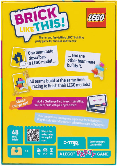 LEGO party game box with colorful design and text
