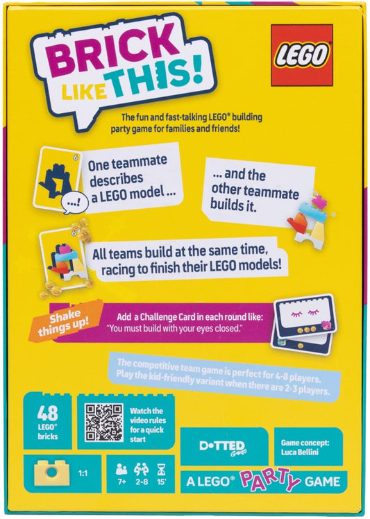 LEGO party game box with colorful design and text