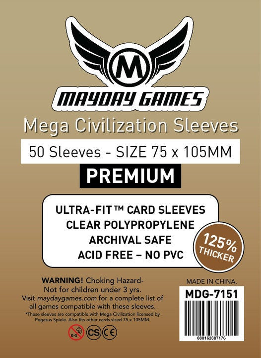 Premium Mega Civilization Sleeves (75mm x 105mm) (50 Sleeves Per Pack)