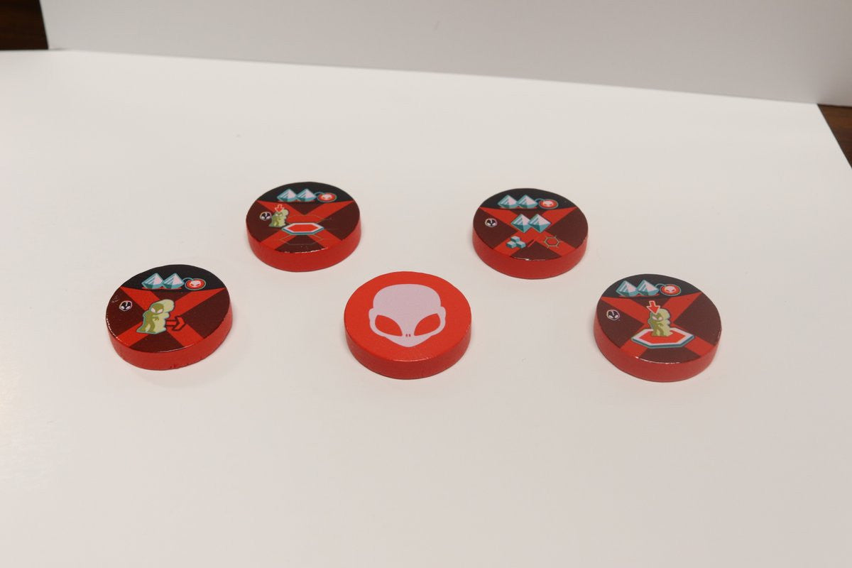 On Mars Alien Invasion Add-on - Wooden Alien Tokens