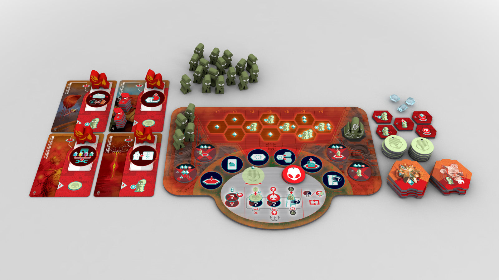 On Mars Alien Invasion Board Game Expansion components.