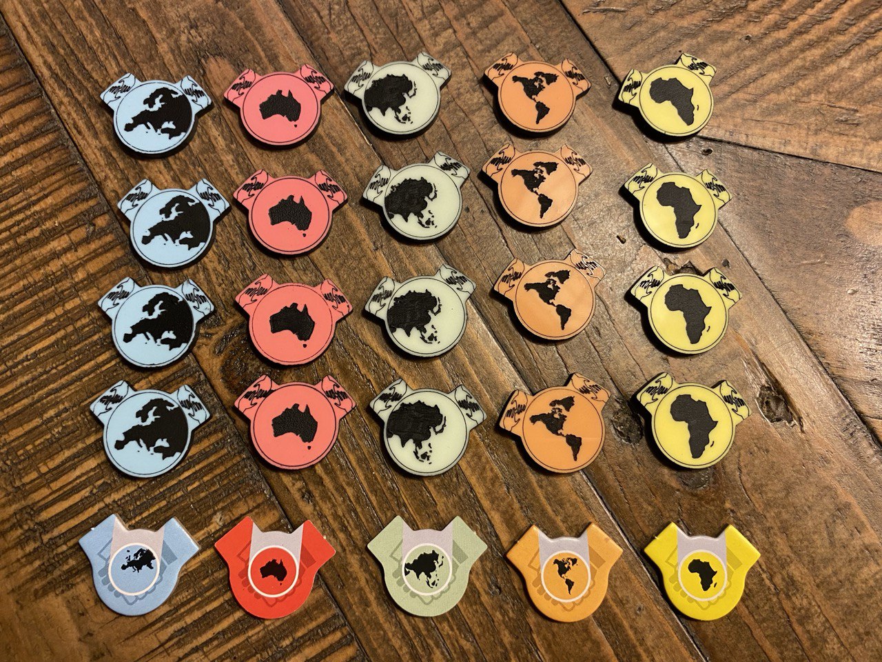 Acrylic Continent Tokens suitable for Ark Nova