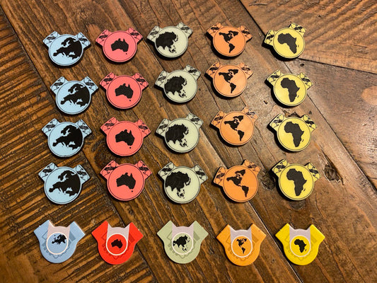 Acrylic Continent Tokens suitable for Ark Nova