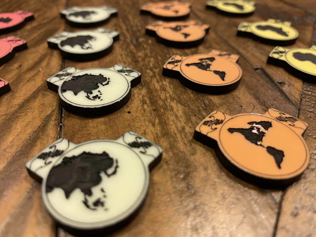 Acrylic Continent Tokens suitable for Ark Nova