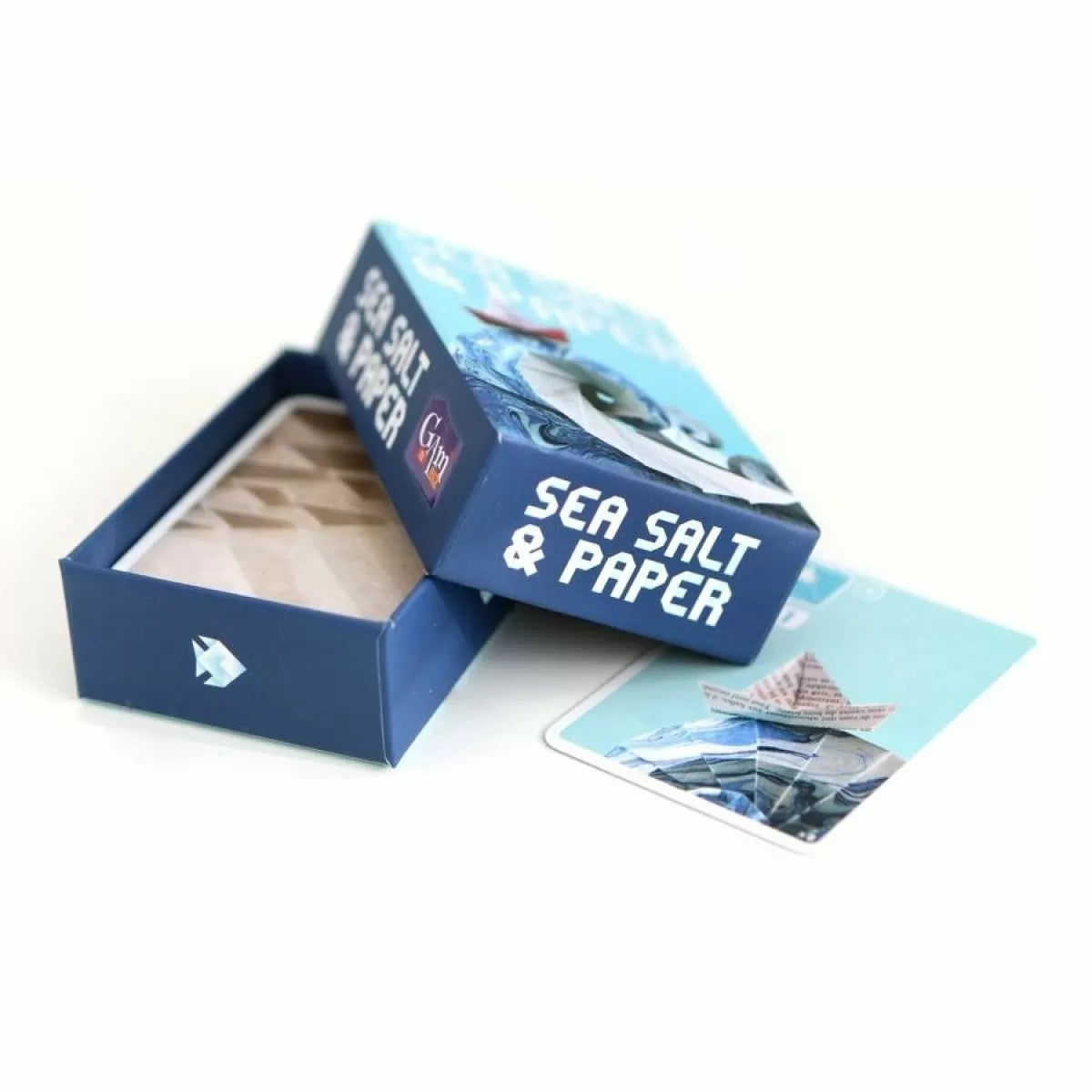Open box of Sea Salt & Paper products on a white background