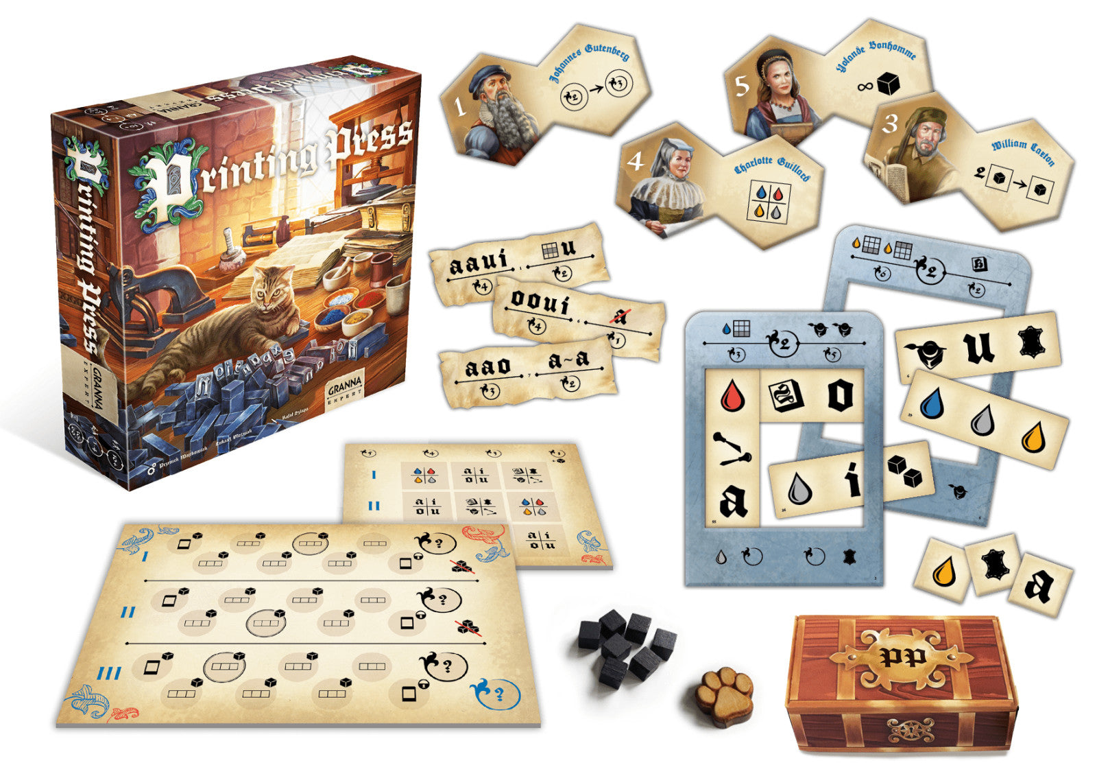 Printing Press board game components