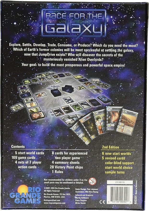Race for the Galaxy Board Back of Game box