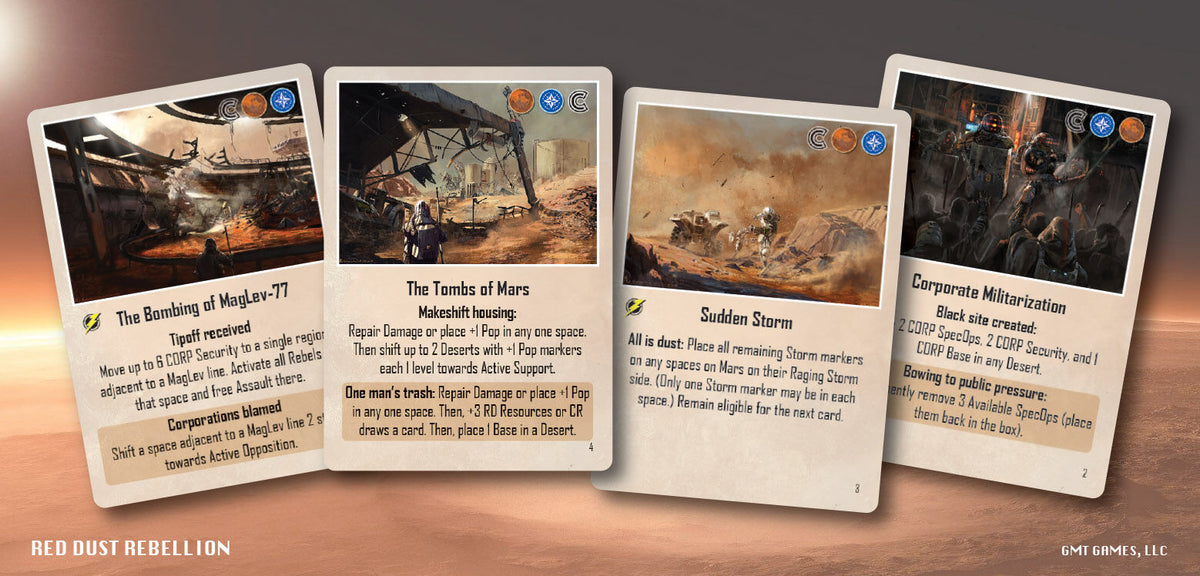 Red Dust Rebellion board game cards
