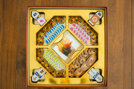 River of Gold game set on a wooden table