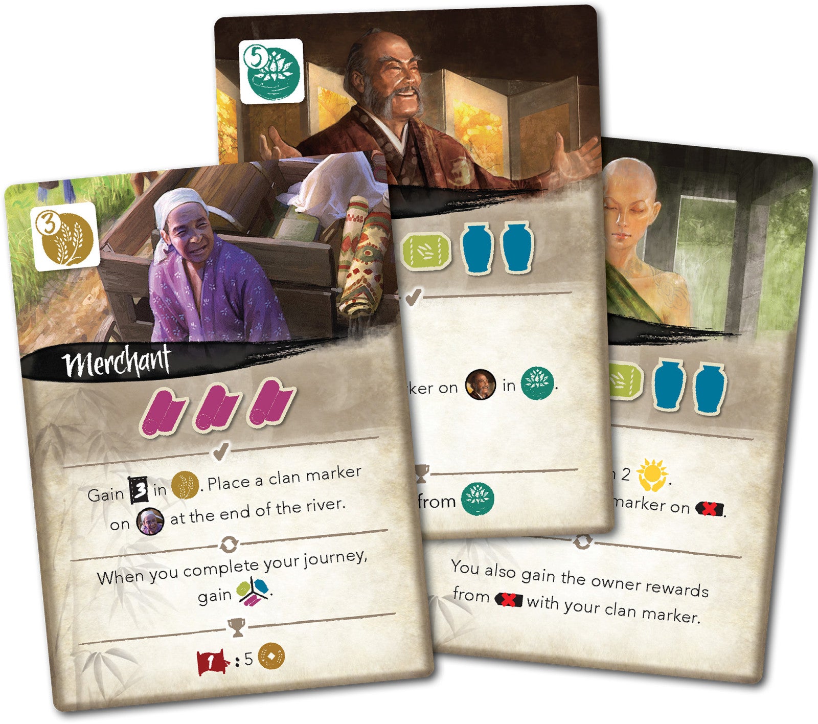 Game cards featuring characters and game instructions on a white background