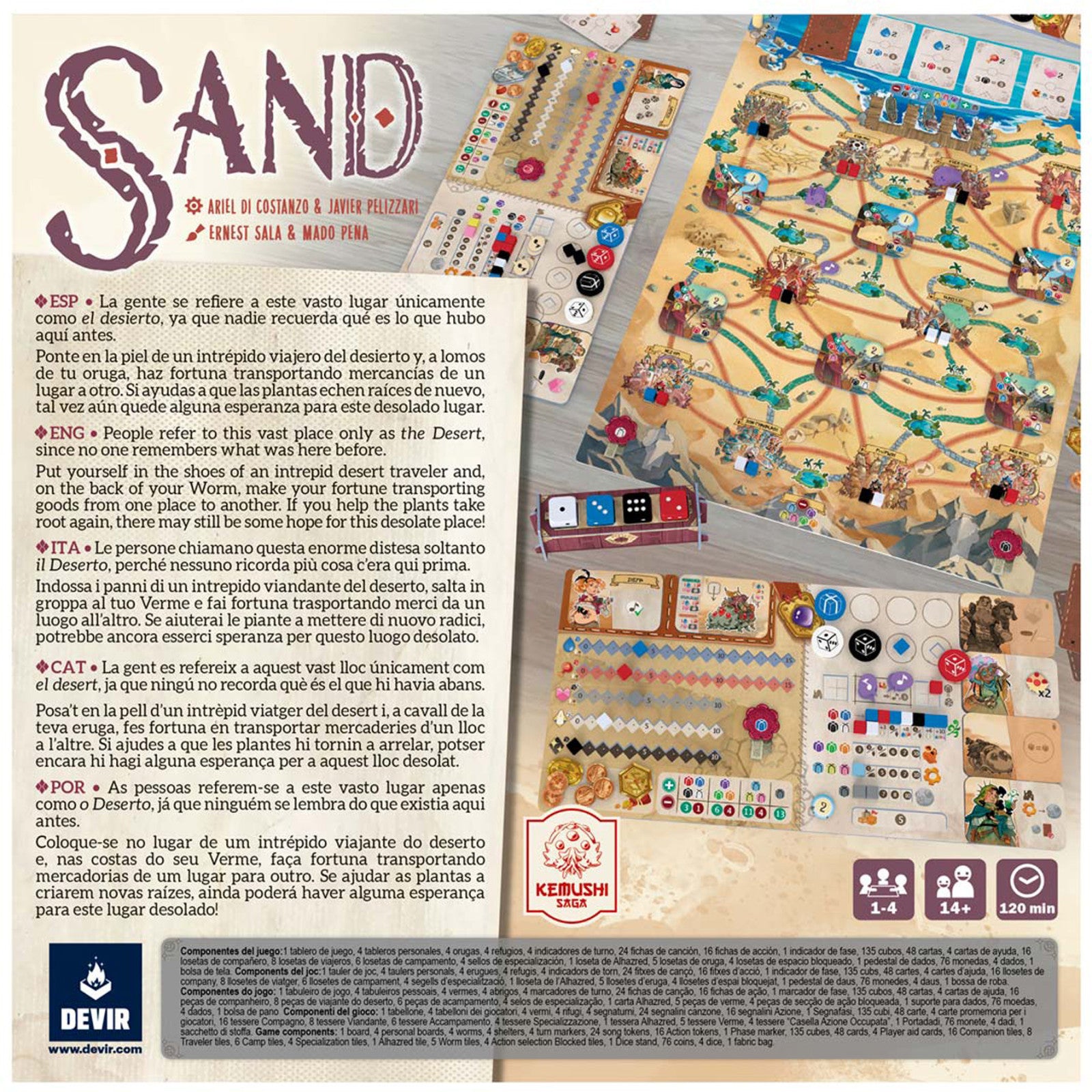 Sand board game back of box